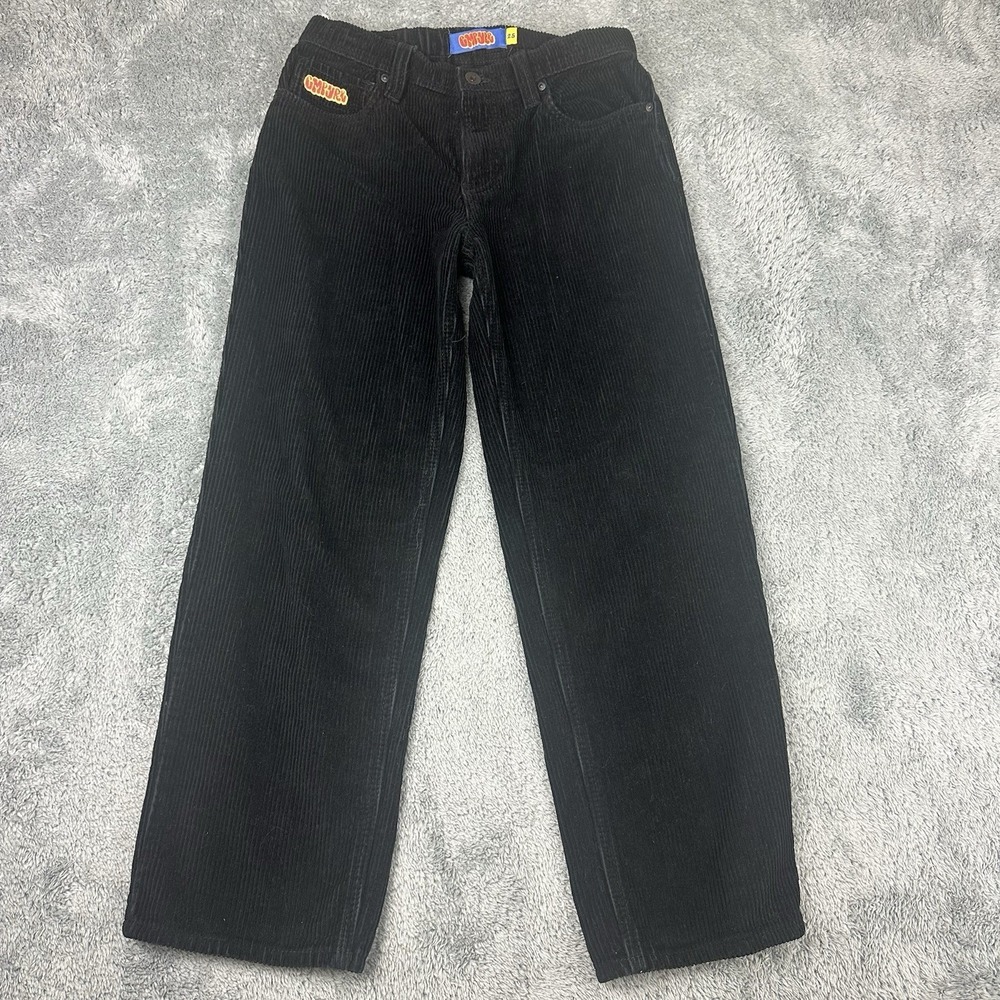 Empyre‎ Jeans Vtg Women 25 Corduroy Black Relaxed Fit Skater Graffiti Y2K